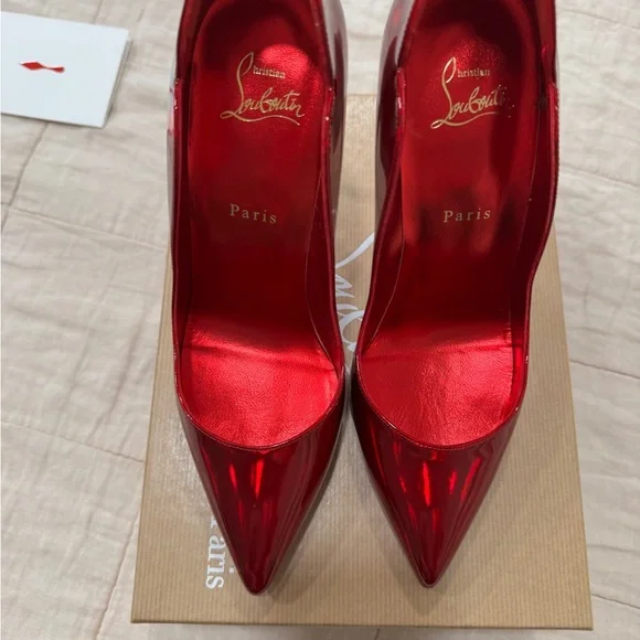 Christian Louboutin Hot Chick 100 heels in 40.5 in Psychic Red - Picture 5 of 15
